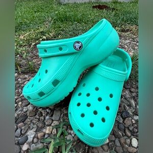 Women’s Aqua Teal Platform crocs